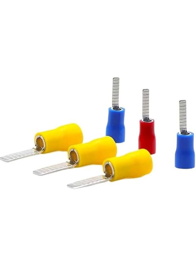 موصلات طرفية ذات شفرة معزولة من PVC الأزرق AWG22 10 إبرة مسطحة كماشة نحاس نقي 100 قطعة - Image 1